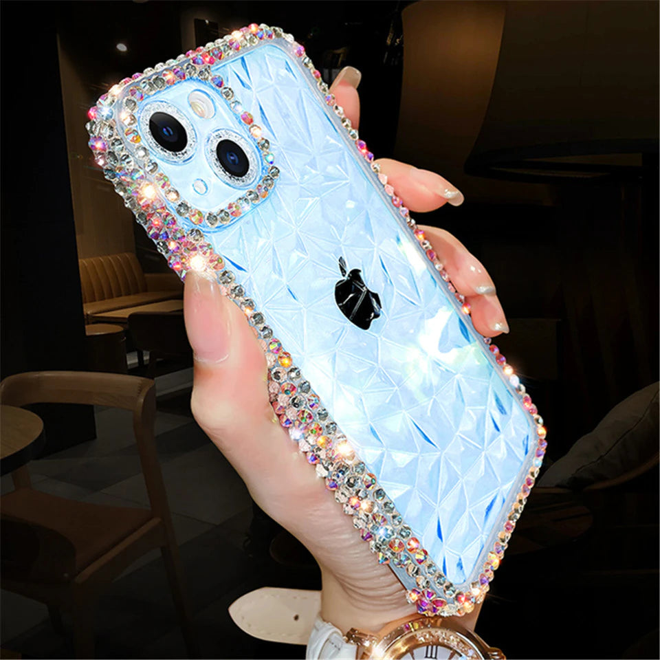 Étui de téléphone souple transparent à paillettes de diamant de luxe pour iPhone