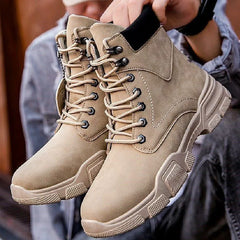 New Men Boots Leather Waterproof Lace Up Military Boots Men Winter Ankle Lightweight Shoes for Men Winter Casual Non Slip