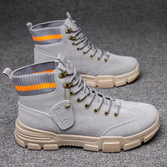 New Men Boots Leather Waterproof Lace Up Military Boots Men Winter Ankle Lightweight Shoes for Men Winter Casual Non Slip