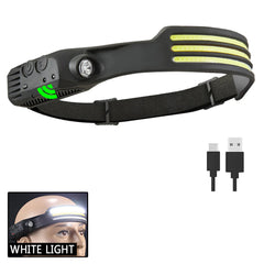 Lámpara de cabezal de led de la tapa delantero del sensor USB USB Cabeza recargable Torcha 5 Modos de iluminación Luz de cabeza con batería incorporada