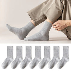 Men's Socks Long Tube Socks Cotton Anti-odor Sweat-absorbent Autumn and Summer Solid Color Double Needle Male Socks