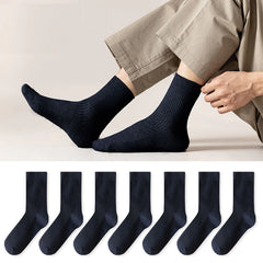 Men's Socks Long Tube Socks Cotton Anti-odor Sweat-absorbent Autumn and Summer Solid Color Double Needle Male Socks