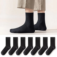 Men's Socks Long Tube Socks Cotton Anti-odor Sweat-absorbent Autumn and Summer Solid Color Double Needle Male Socks