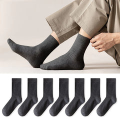 Men's Socks Long Tube Socks Cotton Anti-odor Sweat-absorbent Autumn and Summer Solid Color Double Needle Male Socks