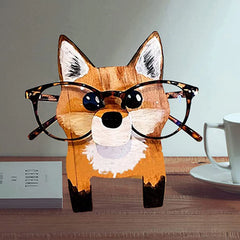 Support de verres drôles, mignon animal créatif fait à la main le porte-lune de la sculpture en bois, cadre de lunettes de bureau de nuit du bureau à domicile (A-3, une taille)