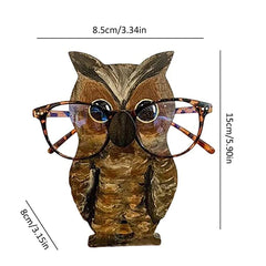 Support de verres drôles, mignon animal créatif fait à la main le porte-lune de la sculpture en bois, cadre de lunettes de bureau de nuit du bureau à domicile (A-3, une taille)