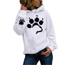 Women's Dog Paw Printing Long Sleeve Hoodie Animals Sweatshirt Hooded Pullover Tops Blouse Cute for Teen Girls