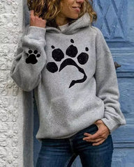 Frauenhundpfoten Druck Langarm Hoodie Tiere Sweatshirt Kapuzepullover Tops Bluse süß für Teenager Mädchen