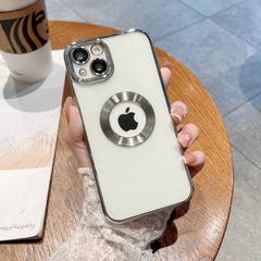 Luxury transparente platado logotipo de la caja del hoyo para iPhone 11 Pro Max Camera Protector Cover para iPhone 12 13 14 Pro Max XS x 7 8 Plus.