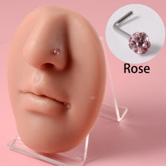 Stainless Steel Mud Ball Nose Stud S-Shaped Non-Dripping Oil Screw Full Drill Ball Nose Ring 20G Simple Piercing Nose Jewelry