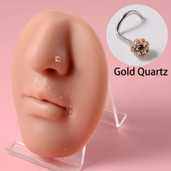 Stainless Steel Mud Ball Nose Stud S-Shaped Non-Dripping Oil Screw Full Drill Ball Nose Ring 20G Simple Piercing Nose Jewelry