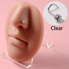 Stainless Steel Mud Ball Nose Stud S-Shaped Non-Dripping Oil Screw Full Drill Ball Nose Ring 20G Simple Piercing Nose Jewelry