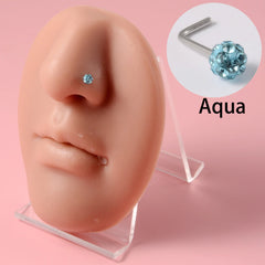 Stainless Steel Mud Ball Nose Stud S-Shaped Non-Dripping Oil Screw Full Drill Ball Nose Ring 20G Simple Piercing Nose Jewelry