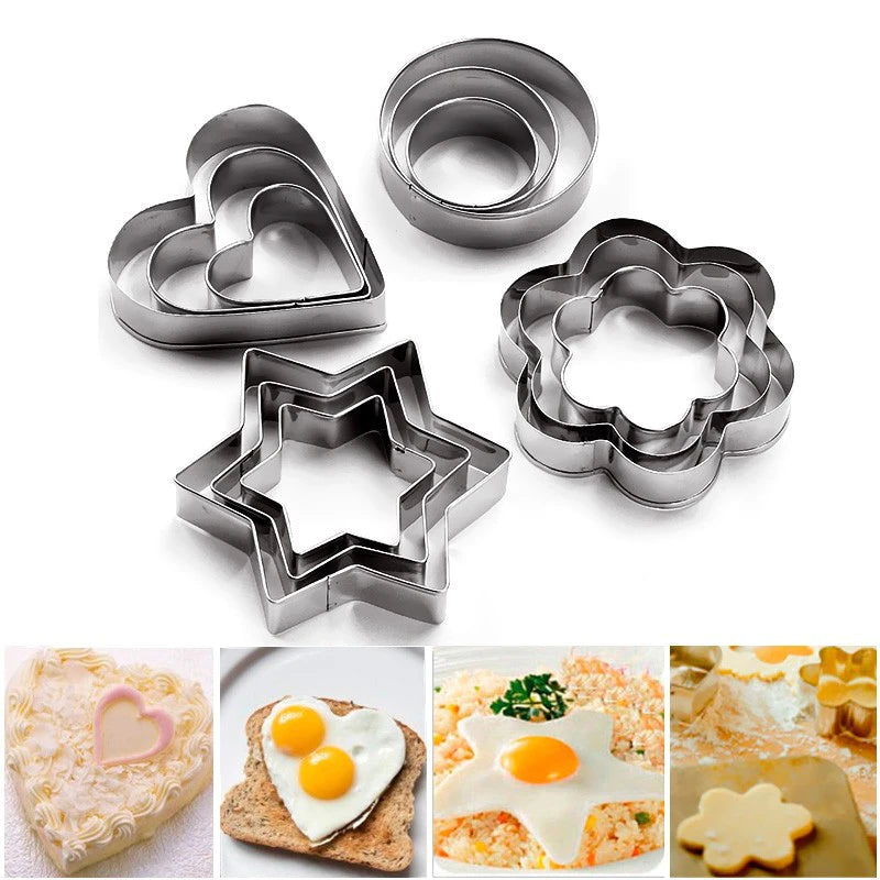 ONEBRAND Cookie Cutters - 12 Pcs Stainless Steel Mini Cookie Cutter Set - Flower Mould Biscuit Pastry Cookie Cutters for Baking - Sandwich Cutters for Children - Christmas Cookie Cutters