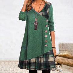 Women's Casual Stitching Long Sleeve Dress