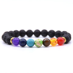 7 Chakra Chakra Braccialetti di roccia lava per uomo Oli essenziali Diffusore perle in pietra naturale per perle di pietra catena a mano