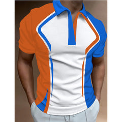 Hombres de moda Camisas de polo de lapa de manga corta Sport Zip Up Summer Tops THOCH