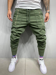 Pantaloni sportivi casual maschile classici cerotto 3D con cerniera 3d pantaloni elastici pantaloni alla moda