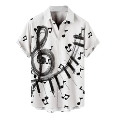 Camisas de bolos hawaianas para hombres 1950 Música retro impresa verano Camiseta de manga corta de verano