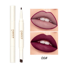 QIBEST Rotating Dual Tip Lipstick Lip Liner Matte Nourishing Matte Non-Fading Non-Stick Single Lipstick Makeup