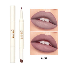 QIBEST Rotating Dual Tip Lipstick Lip Liner Matte Nourishing Matte Non-Fading Non-Stick Single Lipstick Makeup