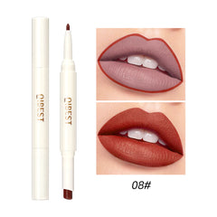 QIBEST Rotating Dual Tip Lipstick Lip Liner Matte Nourishing Matte Non-Fading Non-Stick Single Lipstick Makeup