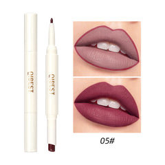 QIBEST Rotating Dual Tip Lipstick Lip Liner Matte Nourishing Matte Non-Fading Non-Stick Single Lipstick Makeup