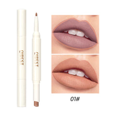 QIBEST Rotating Dual Tip Lipstick Lip Liner Matte Nourishing Matte Non-Fading Non-Stick Single Lipstick Makeup