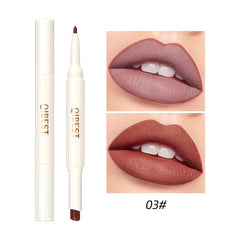 QIBEST Rotating Dual Tip Lipstick Lip Liner Matte Nourishing Matte Non-Fading Non-Stick Single Lipstick Makeup