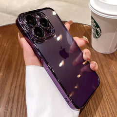 Square Plating Clear Soft TPU Case For iPhone 11 12 14 13 14 Pro Max Mini XS XR X 8 7 Plus SE Transparent Funda Cover