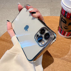 Square Plating Clear Soft TPU Case For iPhone 11 12 14 13 14 Pro Max Mini XS XR X 8 7 Plus SE Transparent Funda Cover