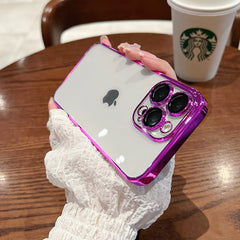 Square Plating Clear Soft TPU Case For iPhone 11 12 14 13 14 Pro Max Mini XS XR X 8 7 Plus SE Transparent Funda Cover