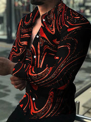 Luxuriöses lila Einreihen-Männerhemd mit Kragenart und Digitaldruck