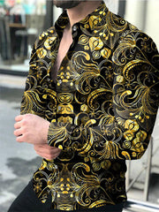 Luxuriöses lila Einreihen-Männerhemd mit Kragenart und Digitaldruck