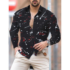 Fashion Luxury Men Shirts Single Breasted Shirt Casual Red Heraldic Print Long Sleeve Tops Men's Clothing Hawaii Party Cardigan