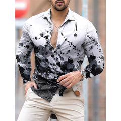 Fashion Luxury Men Shirts Single Breasted Shirt Casual Red Heraldic Print Long Sleeve Tops Men's Clothing Hawaii Party Cardigan