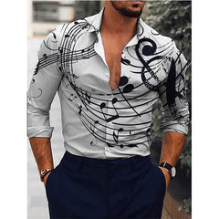 Fashion Luxury Men Shirts Single Breasted Shirt Casual Red Heraldic Print Long Sleeve Tops Men's Clothing Hawaii Party Cardigan