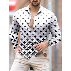 Fashion Luxury Men Shirts Single Breasted Shirt Casual Red Heraldic Print Long Sleeve Tops Men's Clothing Hawaii Party Cardigan