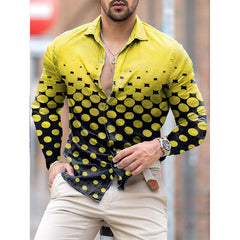 Fashion Luxury Men Shirts Single Breasted Shirt Casual Red Heraldic Print Long Sleeve Tops Men's Clothing Hawaii Party Cardigan