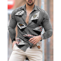 Fashion Luxury Men Shirts Single Breasted Shirt Casual Red Heraldic Print Long Sleeve Tops Men's Clothing Hawaii Party Cardigan