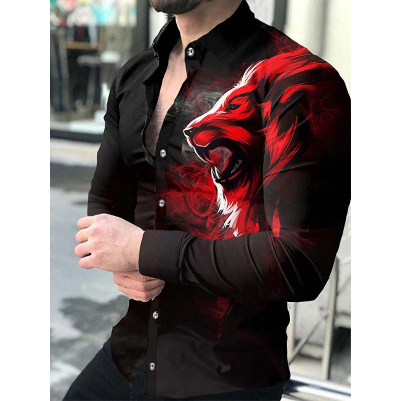 Loose Spring and Autumn Printing Black Shirt