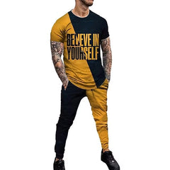 Men Trousers Suit Summer Leisure Time T-shirt