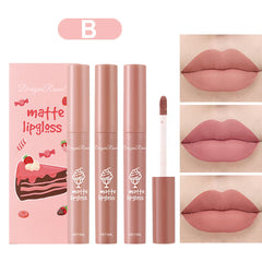 3 set di gelati set a scatola in velluto opaco opaco rossetto rossetto rossetto lucidalava femmina tazza nuda non abbagliante