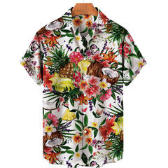 Męski cyfrowy cyfrowy nadruk owocowy koszulka z krótkim rękawem męska koszula Hawaiian Shirt Summer Hot Style plus