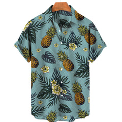 Męski cyfrowy cyfrowy nadruk owocowy koszulka z krótkim rękawem męska koszula Hawaiian Shirt Summer Hot Style plus