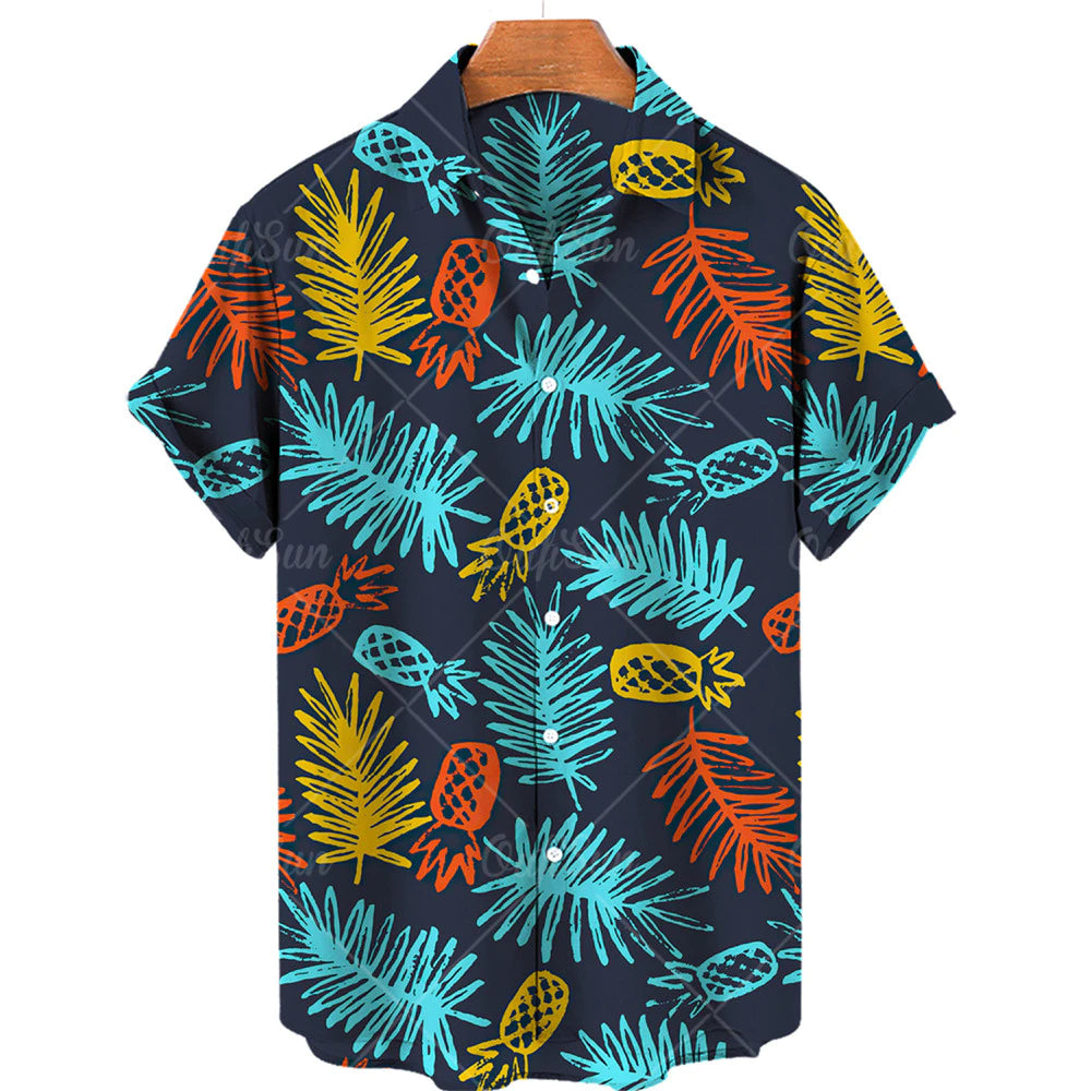 Men's 3D Digital Fruit Print Short Sleeve Shirt Men's Hawaiian Shirt Summer Hot Style Plus Size