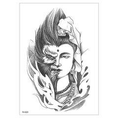 Wodoodporny zestaw naklejki na tatuaż na ramionach - Sun Wukong, na wpół twarz Budda, Grim Reaper, Cross, Joker Tattoo Nakcia