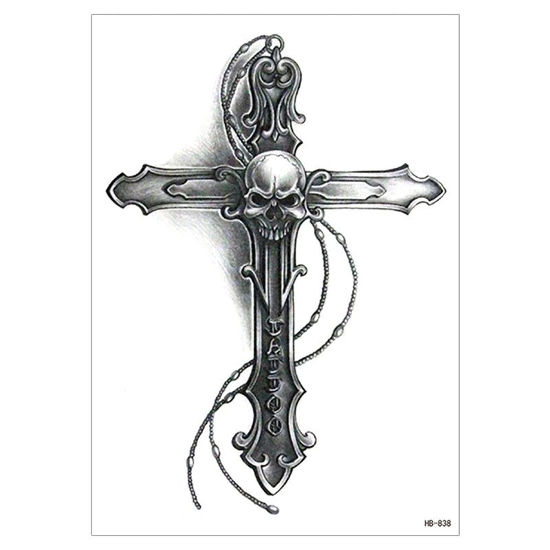 Set di adesivi da tatuaggio a braccio impermeabile - Sun Wukong, Buddha a mezzo facce, Grim Reaper, Cross, Joker Tattoo Decals