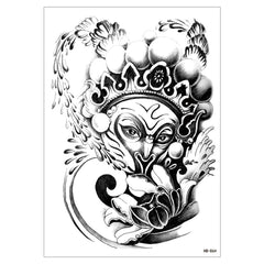 Set di adesivi da tatuaggio a braccio impermeabile - Sun Wukong, Buddha a mezzo facce, Grim Reaper, Cross, Joker Tattoo Decals