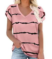 Womens Short Sleeve Casual T-Shirts V Neck Tops Tee Loose Comfy Tunic Blouse Lightweight Cute